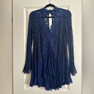 Free People Royal Blue Lace Top